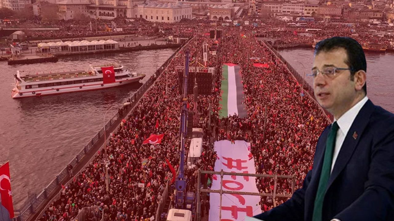 Hani 16 milyonun belediye başkanıydın! Yüz binler Gazze ve şehitler için yürüdü İmamoğlu katılmadı
