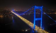 FSM Köprüsü mavi renge büründü! Sebebi ise...