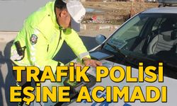 Trafik polisi, eşine ceza kesti