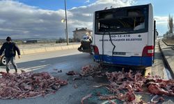 Kemik yüklü kamyon EGO otobüsüne çarptı