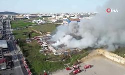Tuzla'da yanan fabrika böyle görüntülendi