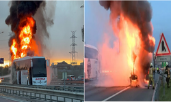 İstanbul'da 2 yolcu otobüsü alev alev yandı!