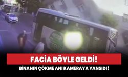 Küçükçekmece’de 3 katlı binanın çökme anı kamerada!