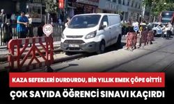 Bir yıllık emek çöpe gitti! Minibüs tramvay yoluna girdi öğrenciler sınavı kaçırdı