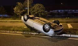 Takla atan otomobilden burnu bile kanamadan sapasağlam çıktı