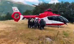 Kırsalda nöbet geçiren hastaya ambulans helikopter yetişti