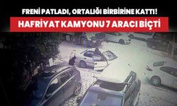 Freni patladı, ortalığı birbirine kattı! Hafriyat kamyonu 7 aracı biçti