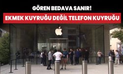 Gören bedava sanır! Ekmek kuyruğu değil telefon kuyruğu