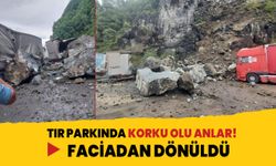 TIR parkında heyelan! Faciadan dönüldü