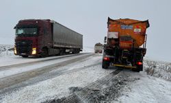 Ardahan'da buzlanma nedeniyle araçlar yolda kaldı