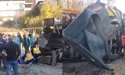 Hatay'da Sürücüsünün direksiyon hakimiyetini kaybettiği kamyon araçları biçti