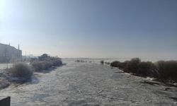 Ardahan'da Kura Nehri buz tuttu