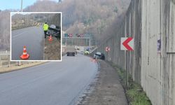 Ters yönde seyreden araca çarpmamak için kaza yaptı