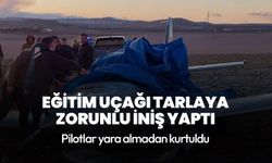 Ankara'da eğitim uçağı tarlaya zorunlu iniş yaptı