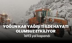 Yoğun kar yağışı 11 ilde günlük yaşamı zorlaştırdı: 1693 yol kapandı