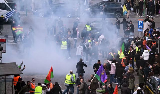Brüksel'de sokaklar karıştı! Terör örgütü PKK yandaşları polisle çatıştı!