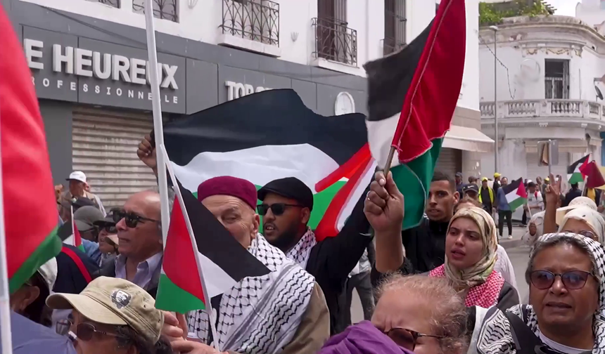 Fas'ta 1 Mayıs'ta İsrail'in Gazze'ye yönelik saldırıları protesto edildi