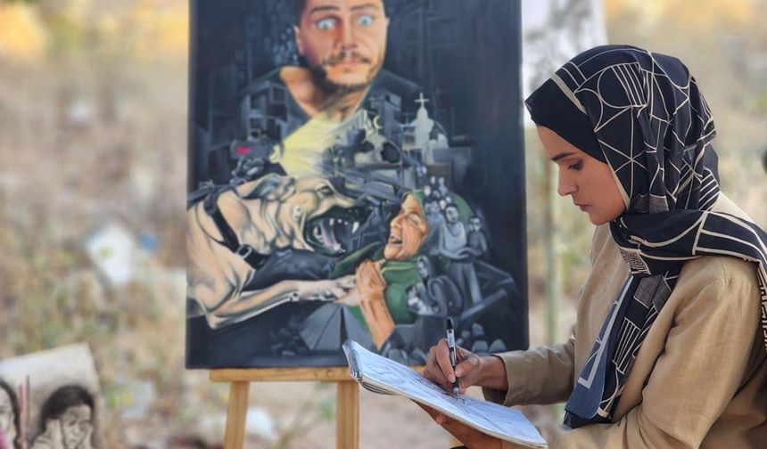 Filistinli ressam, Gazze halkının acılarını çizimlerine aktarıyor