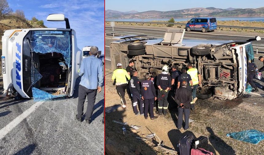 Elazığ’da yolcu midibüsü kaza yaptı: Çok sayıda yaralı var