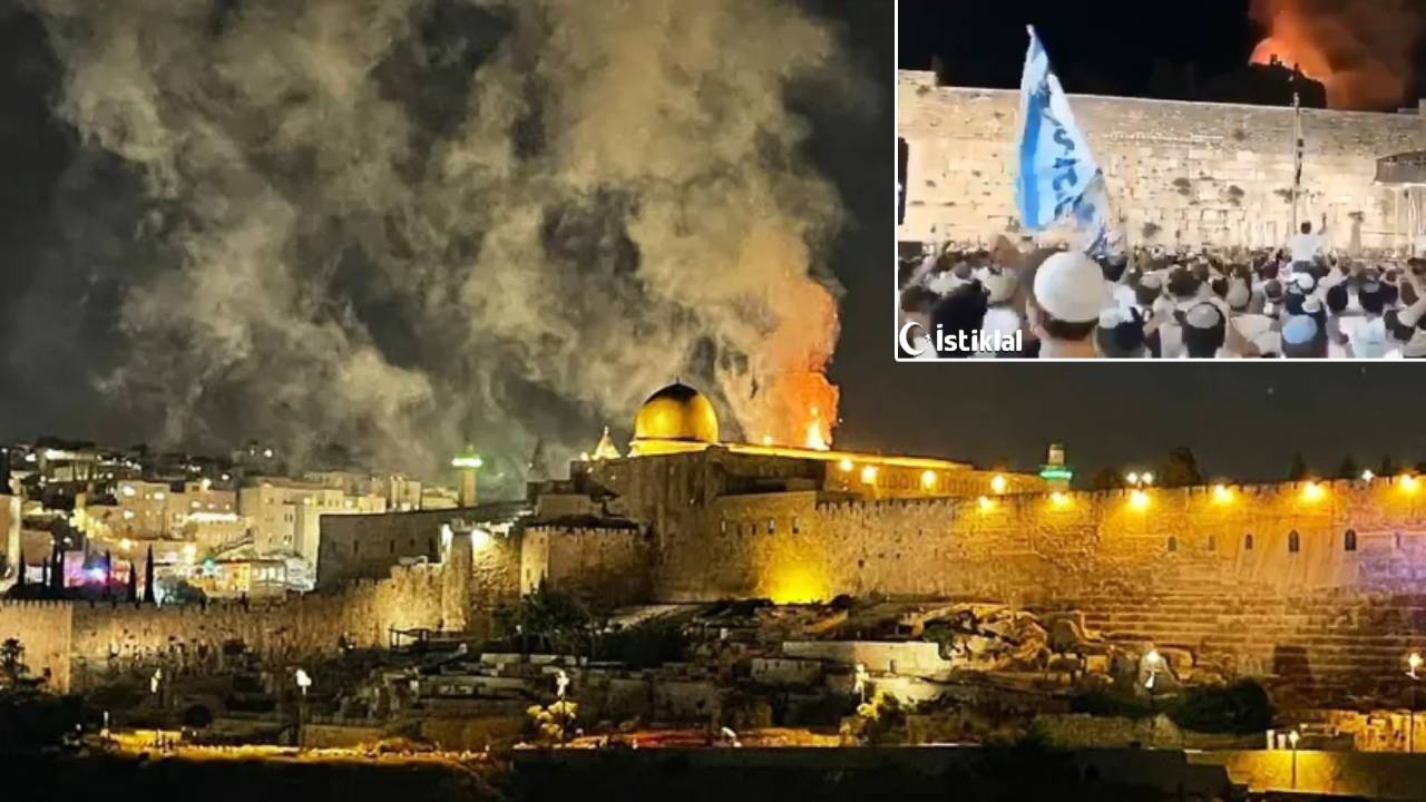 İsrailliler Mescid-i Aksa'da çıkan yangına böyle sevindi!