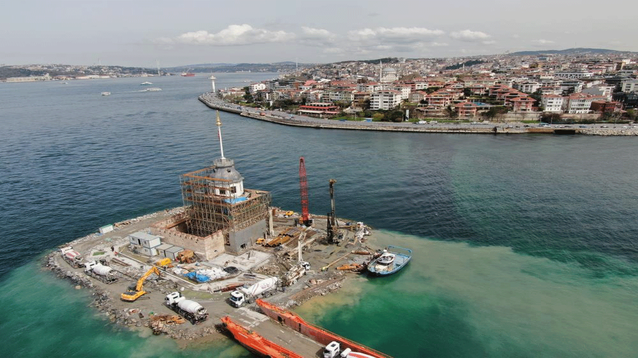 Kız Kulesinde kubbe ortaya çıktı, çalışmalarda sona yaklaşıldı