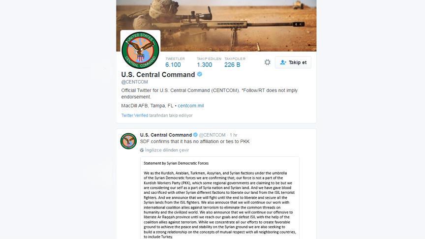 ABD Merkez Kuvvetler Komutanlığından PYD'ye destek