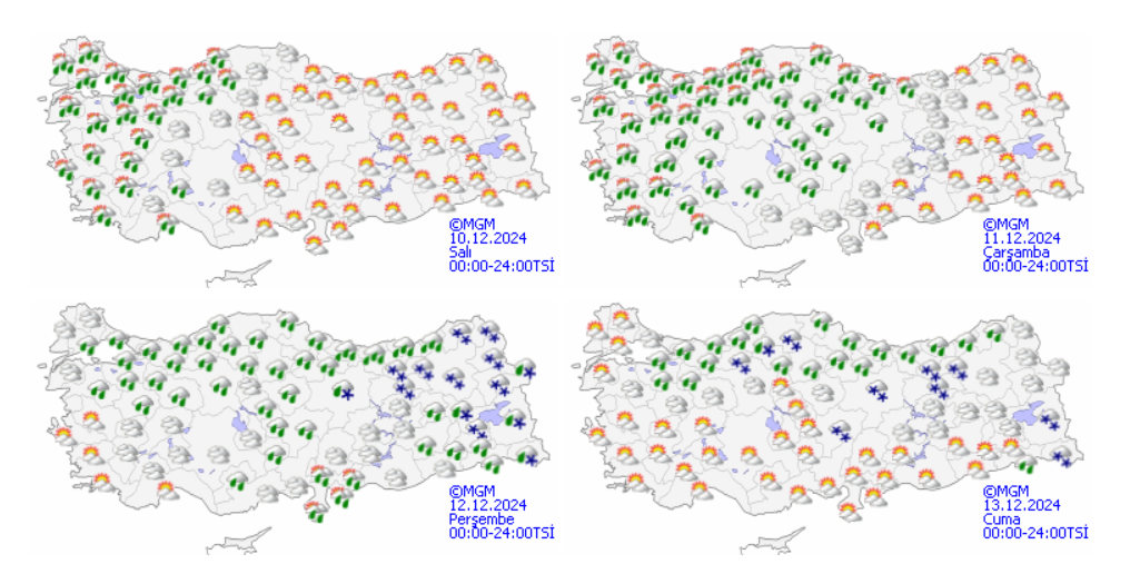 Meteoroloji, Marmara, Ege, Batı Karadeniz, Antalya, Isparta çevreleri ve Ankara ile Eskişehir’in kuzeybatısında sağanak ve gök gürültülü sağanak yağışların etkili olacağını duyurdu.