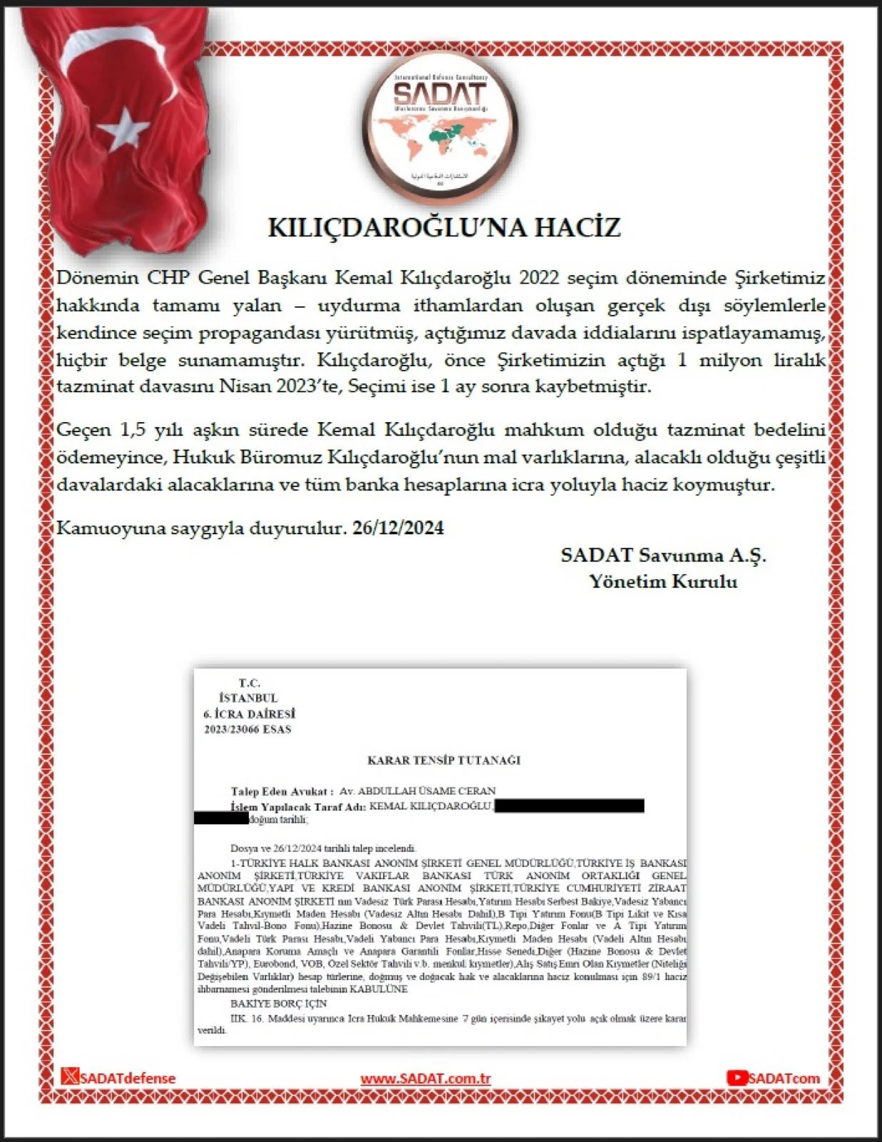 Kılıçdaaroplu Haciz