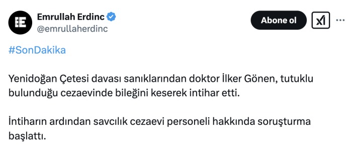 Yenidoğan Çetesi davası sanığı İlker Gönen cezaevinde intihar etti