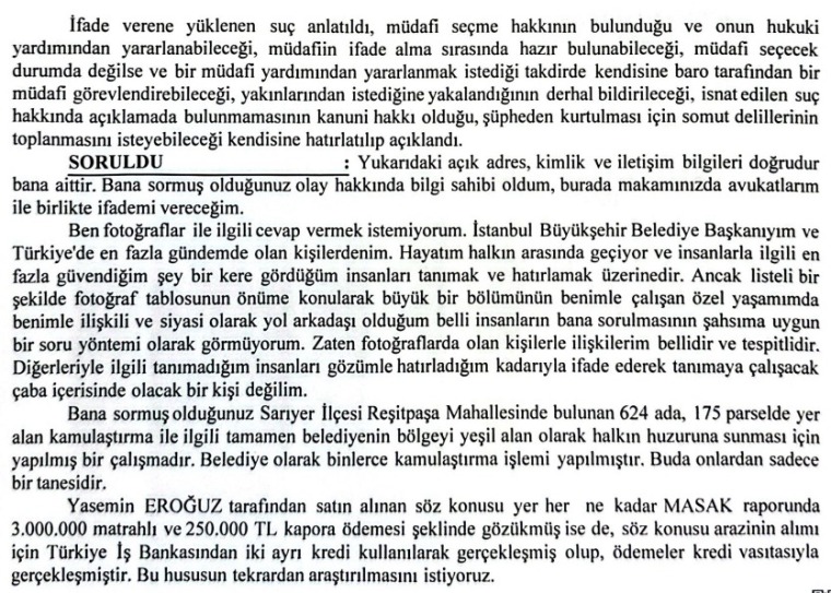 İmamoğlu'nun savcılıkta verdiği ikinci ifade de ortaya çıktı. İmamoğlu'nun 2 sayfalık ifadesi şu şekilde: