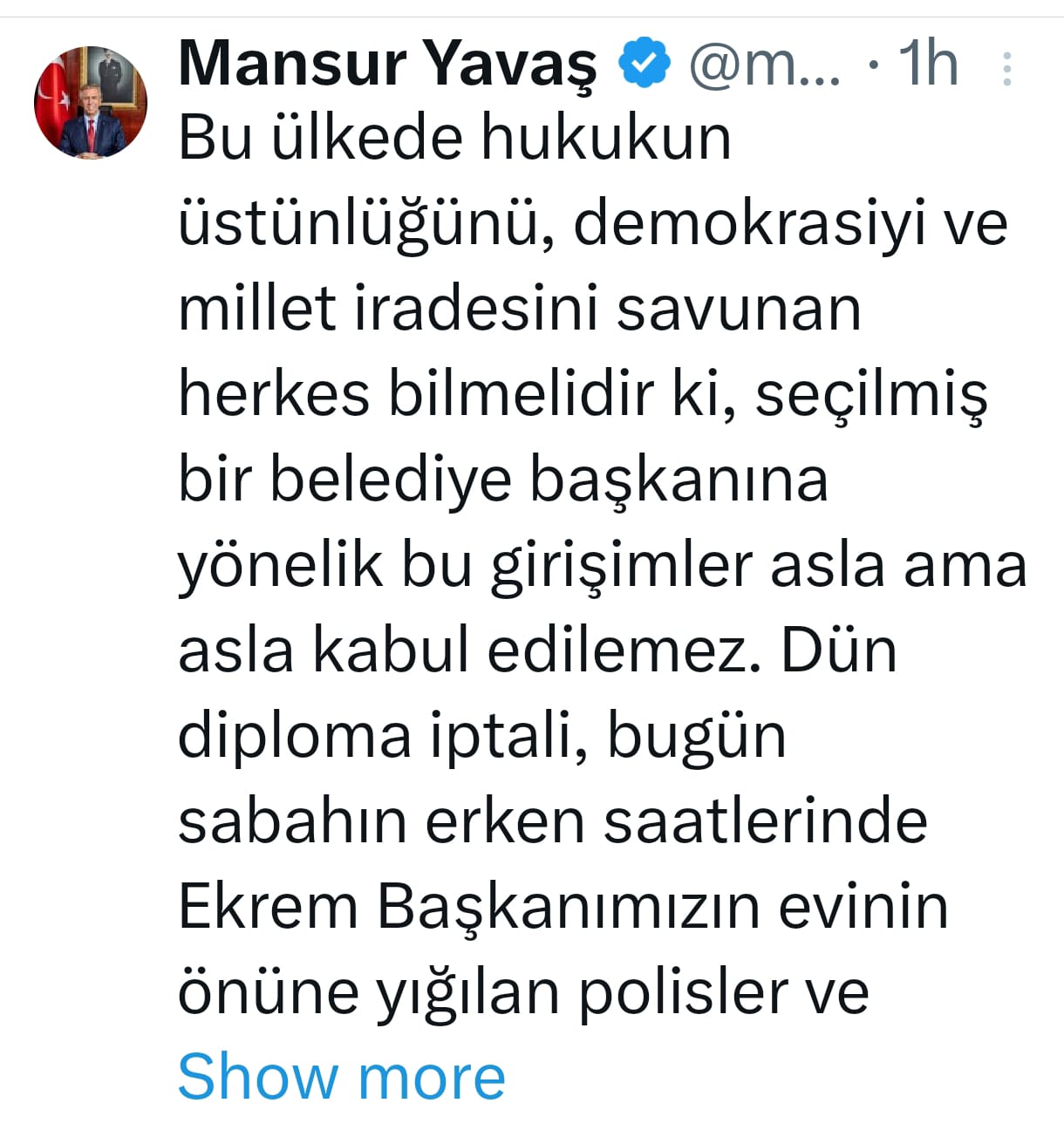 Mansur yavaş imamoğlu mesajı